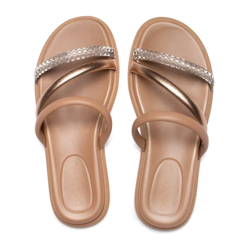 Chinelo Feminino Beira Rio Flatform Três Tiras Nude - 38