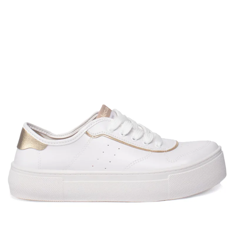 Tênis Feminino Moleca Napa Casual Branco/Dourado - 39