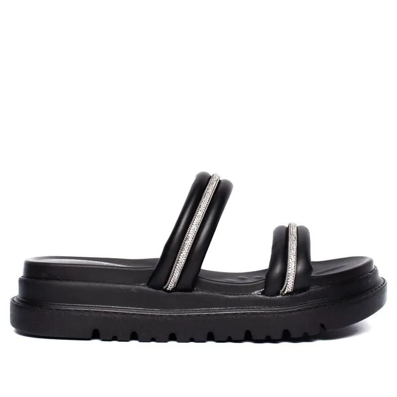 Tamanco Feminino Modare Flatform Detalhe Strass Preto - 37