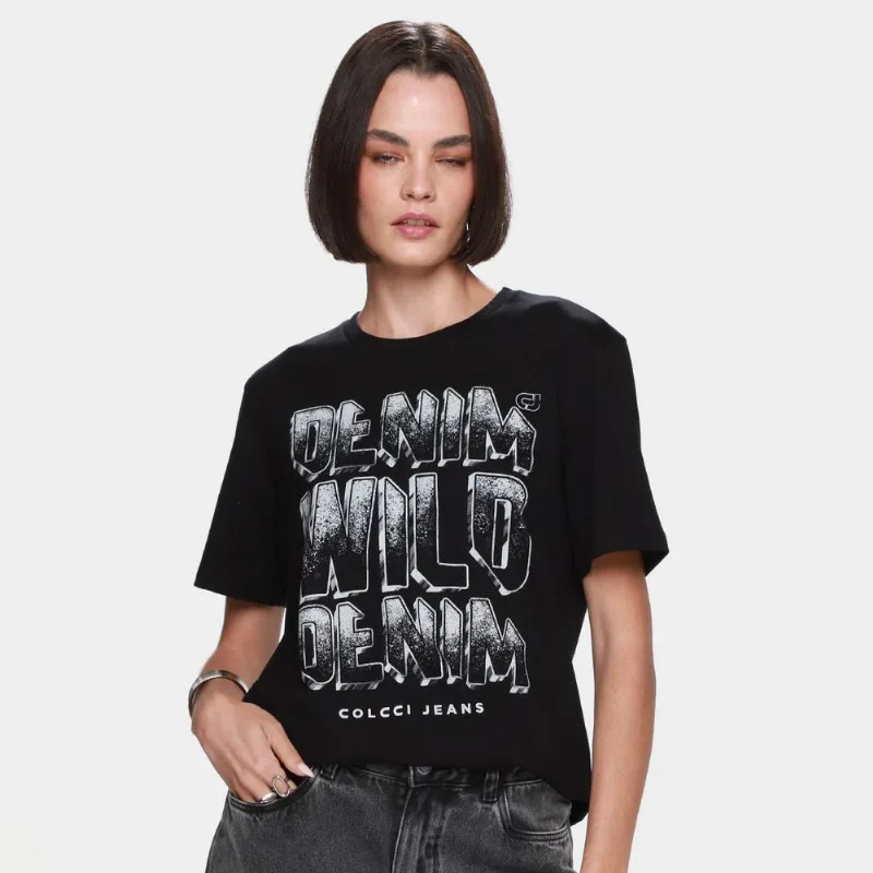 Camiseta Colcci Casual Feminina - Feminino - Preto