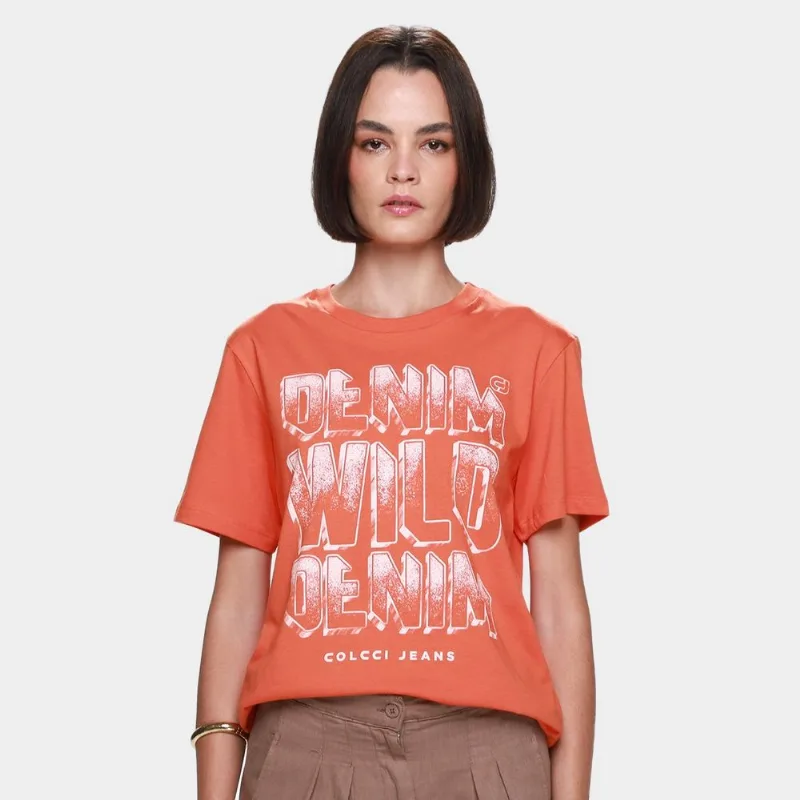 Camiseta Colcci Casual Feminina - Feminino - Laranja