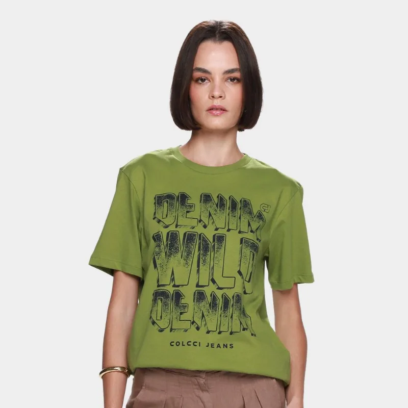 Camiseta Colcci Casual Feminina - Feminino - Verde