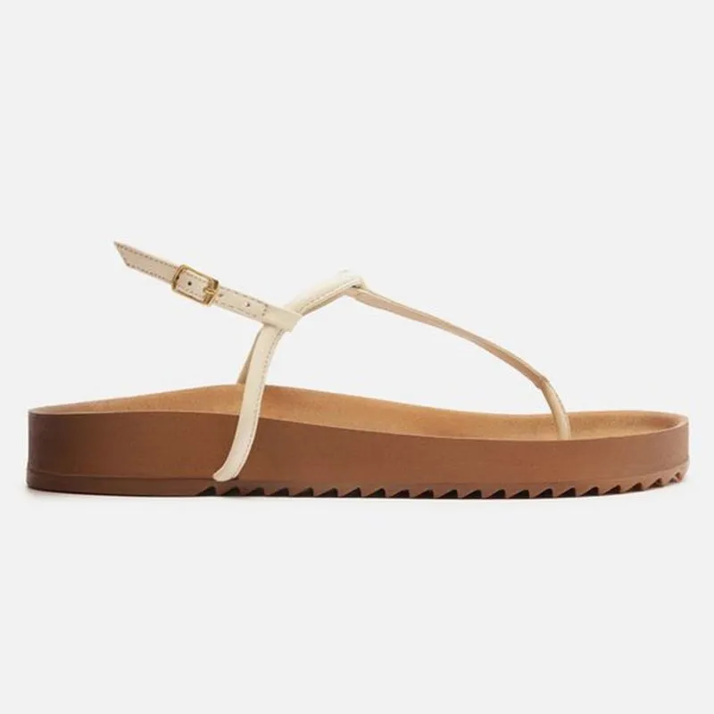 Sandália papete branca flatform tiras slim A 13199 0005 0011 arezzo