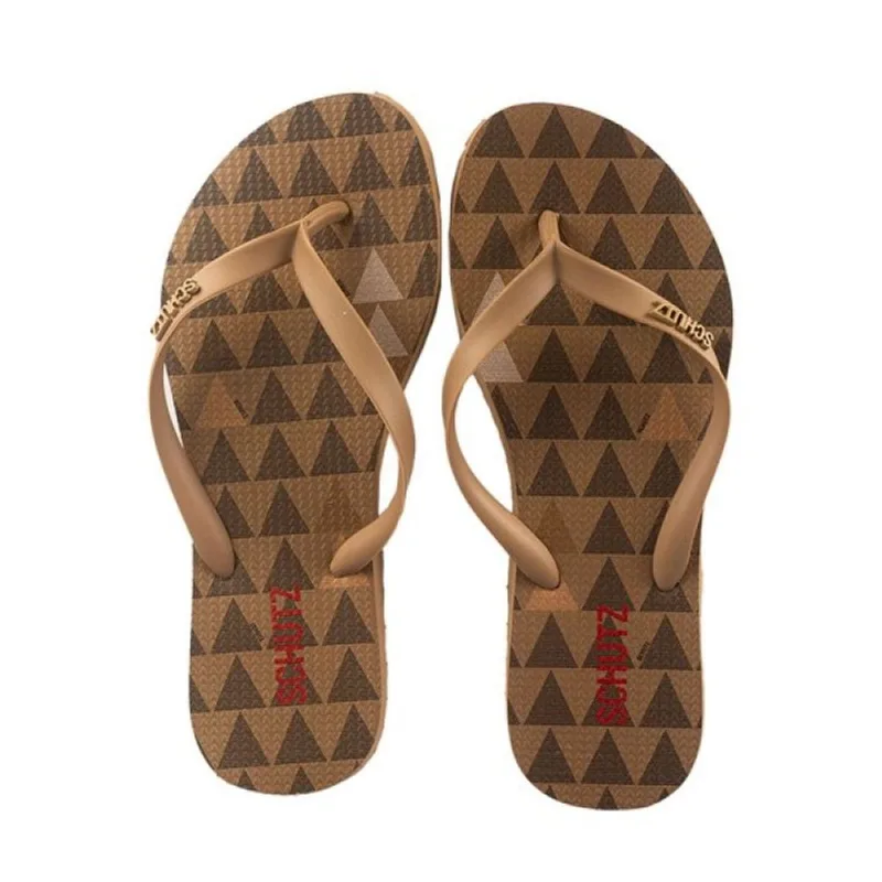 Chinelo Schutz Jellys Estampado Bico Redondo 35/36 / Bege
