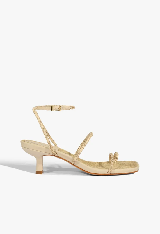 Kaya Straw Mid Sandal 9 / Beige / Leather