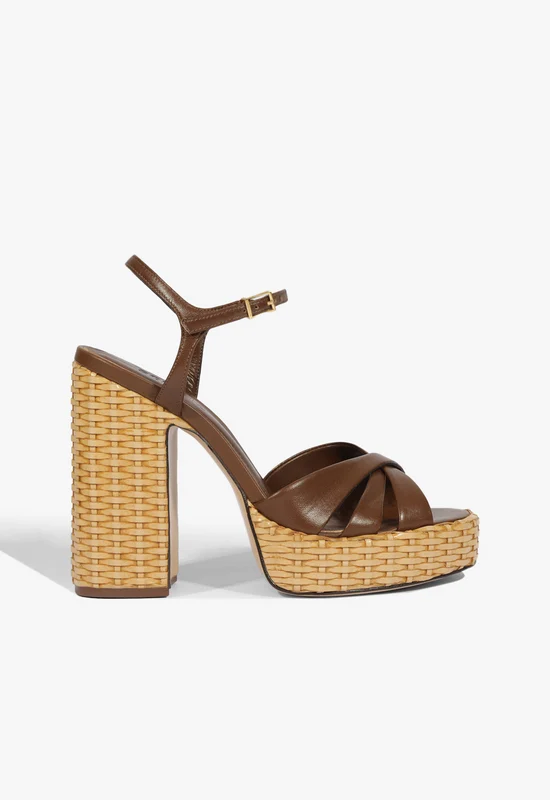 Keefa Straw Sandal 8 / Brown / Leather