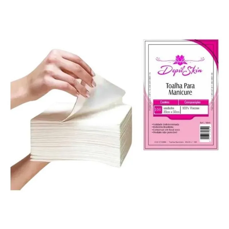 Toalha Descartável Manicure 20x30 Alta Absorção 100 Unidades