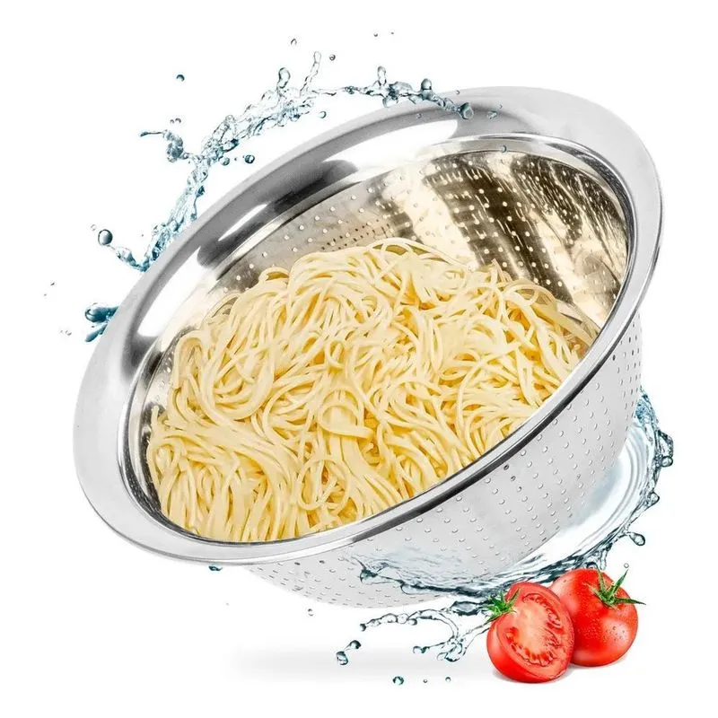 Escorredor De Macarrão Inox Multiuso De Cozinha Lavador Coar