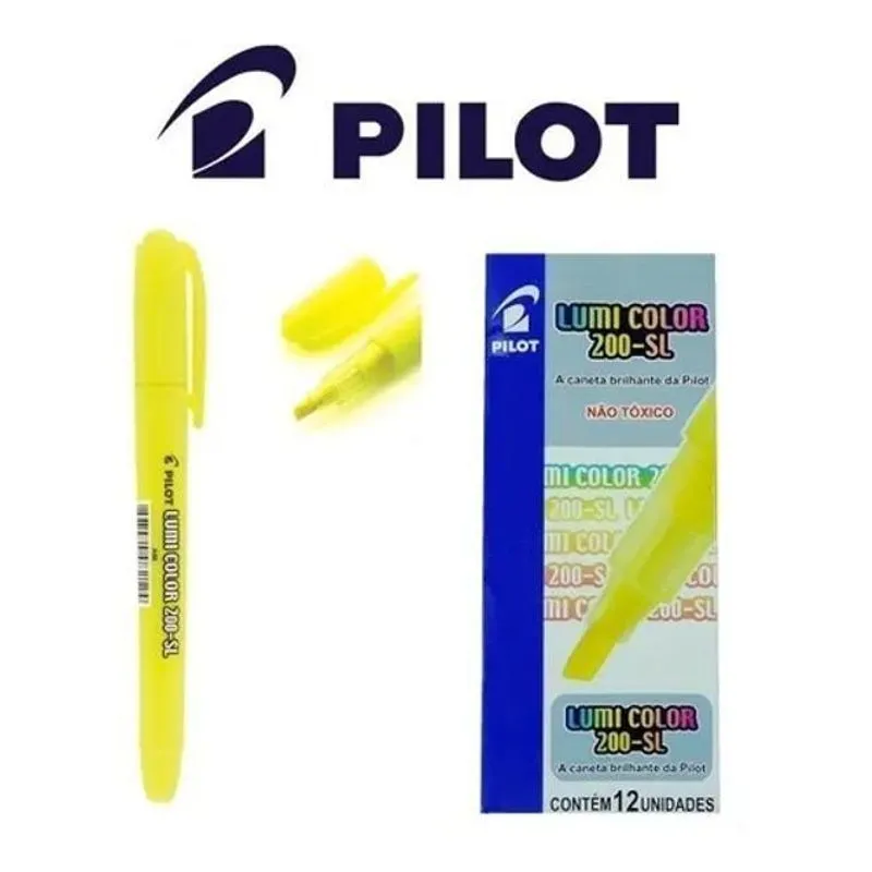 10x Caneta Marca Texto Pilot Lumi Color 12 Un Cor Amarelo