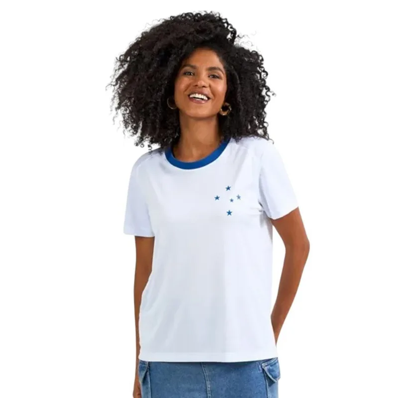 Camisa Braziline Cruzeiro Entrelaço Feminina gg / Branco