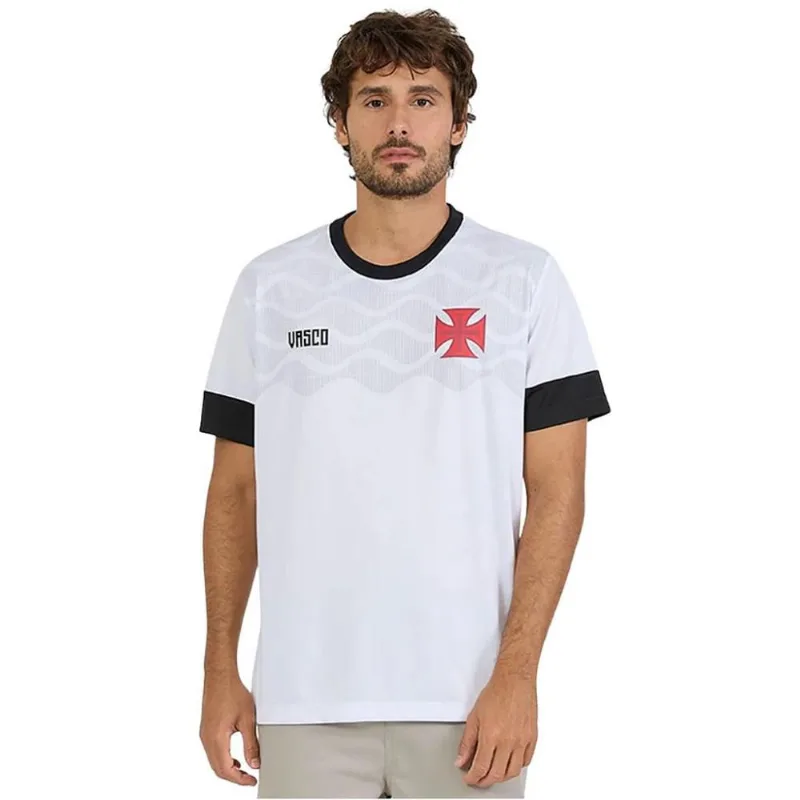 Camisa Vasco Branca Cruz de Malta Festejar Adulto Oficial GG
