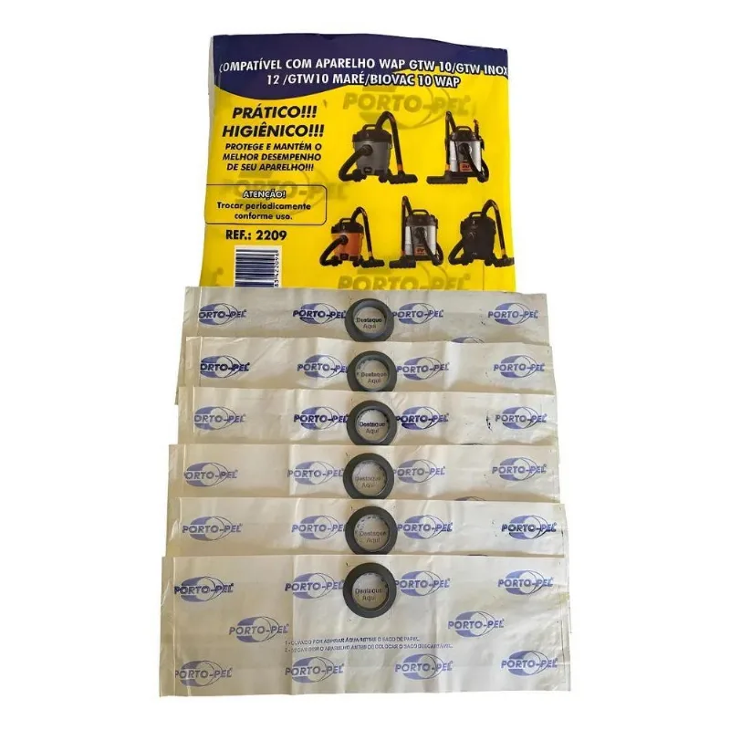Saco De Aspirador De Pó Wap Gtw10 Gtw12 Gtw Maré 6 Unidades