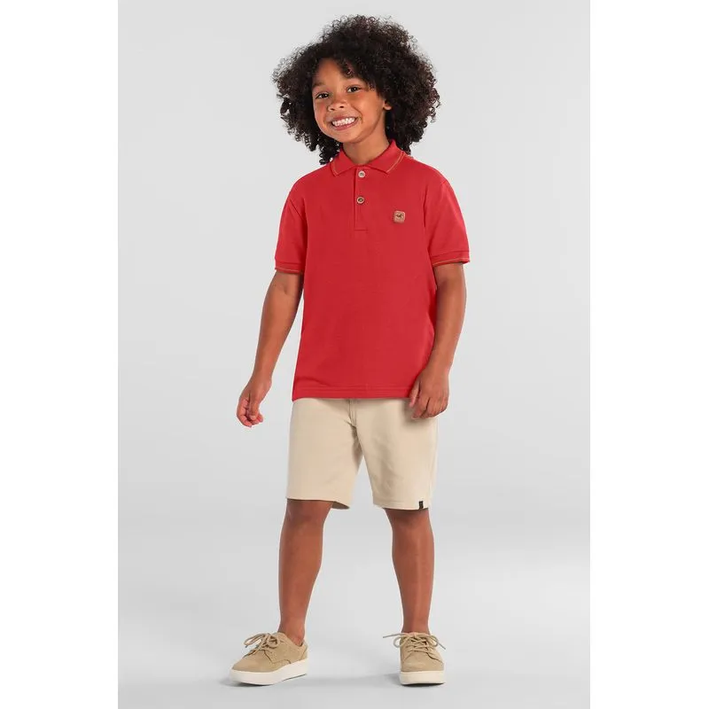 Camisa polo infantil menino em piquet Mundi - 6