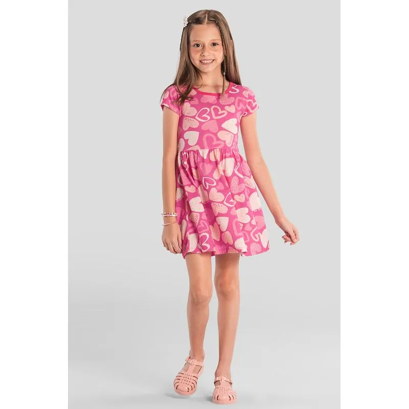 Vestido infantil menina de corações Brandili - 10