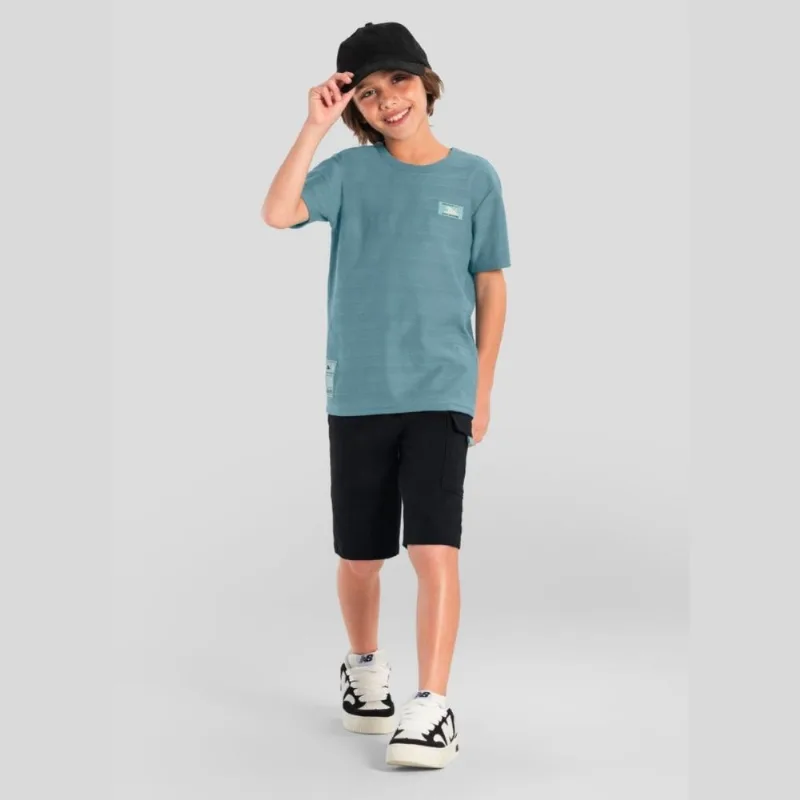 Conjunto Infantil Menino Malha Stripe Azul / Preto -Brandili 4 / Azul
