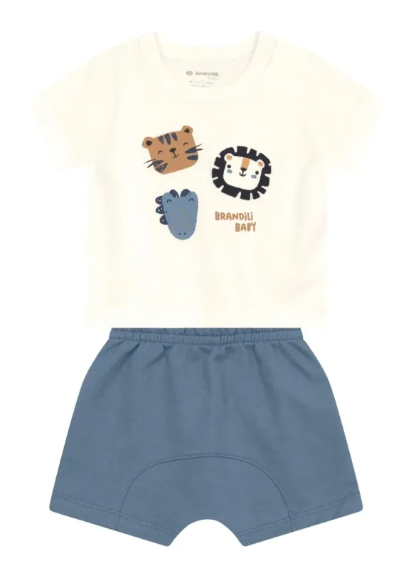 Conjunto bebê menino Natal de Camiseta e Bermuda Saruel Moletinho BRANDILI baby