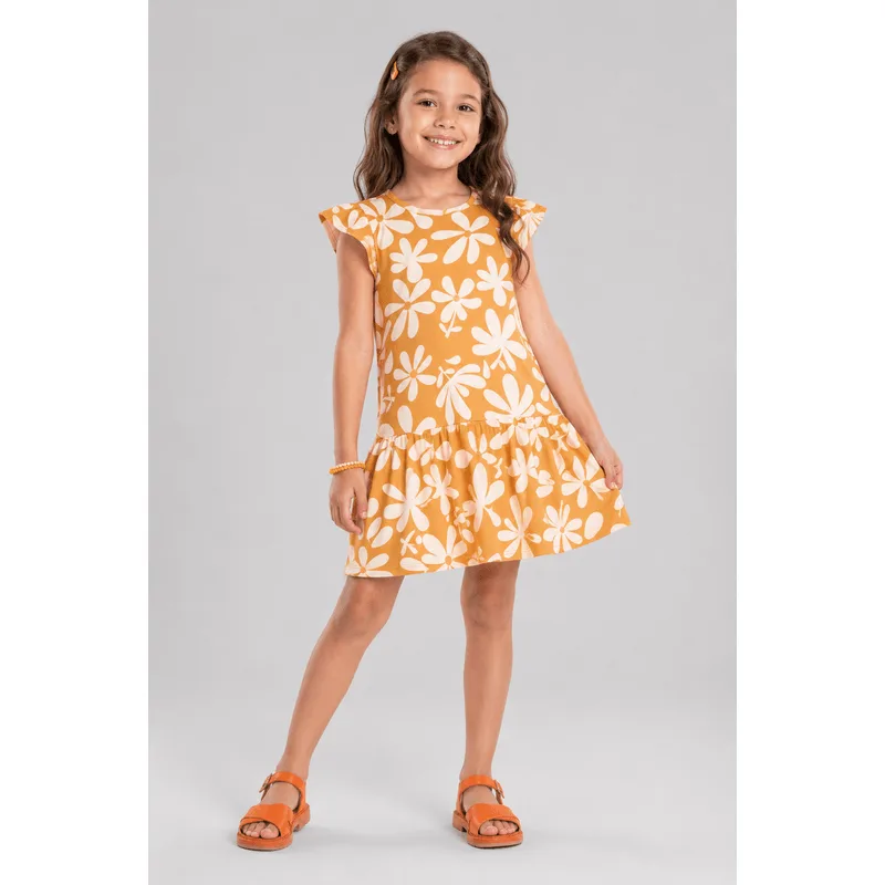 Vestido infantil menina de flores Brandili - 4