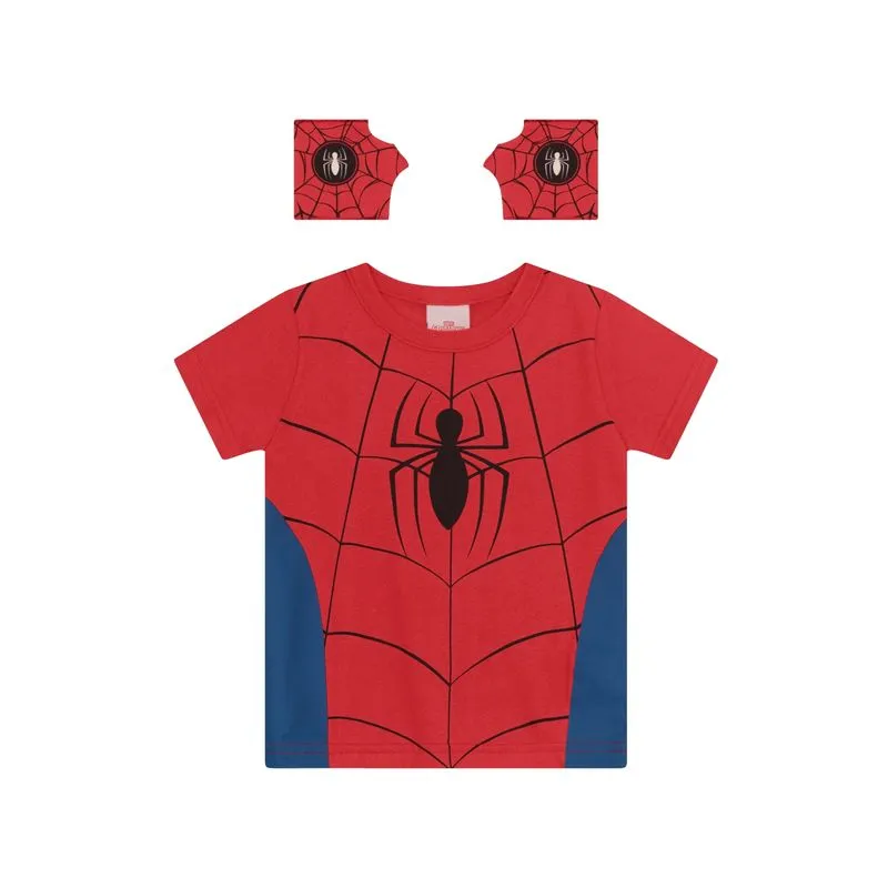 Camiseta infantil menino do Homem-Aranha com luvas Brandili - 1