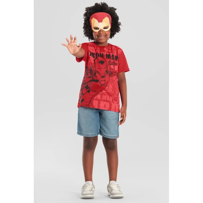 Camiseta infantil menino dos Vingadores com máscara Brandili - 4