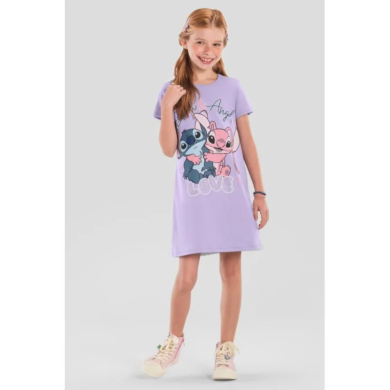 Vestido infantil menina do Stitch brilhante Brandili 6