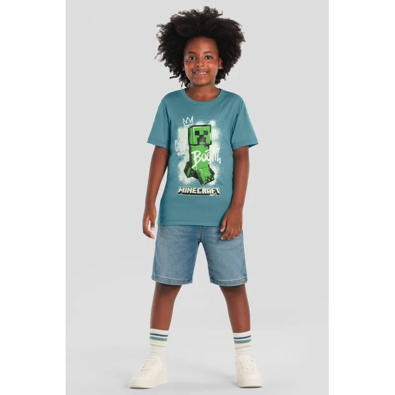 Camiseta infantil menino do Minecraft em gel Brandili - 10