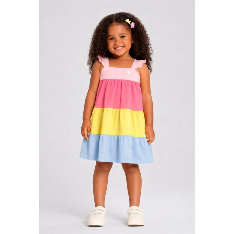 Vestido infantil menina colorblock Brandili - 8