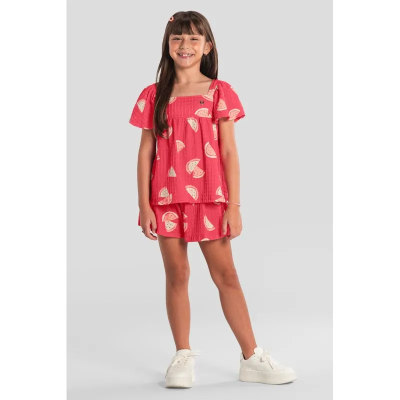 Conjunto infantil menina em cotton quadriculado Brandili - 8