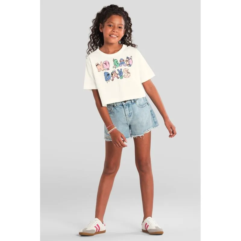 Blusa infantil menina cropped estampada Brandili - 10