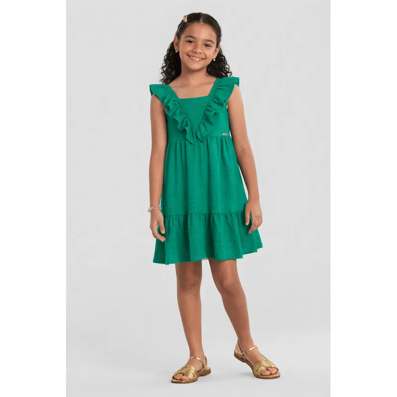 Vestido infantil menina em cotton texturizado Brandili - 8