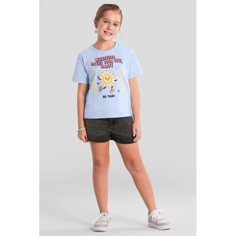 Blusa infantil menina com estampa de flor Brandili - 4