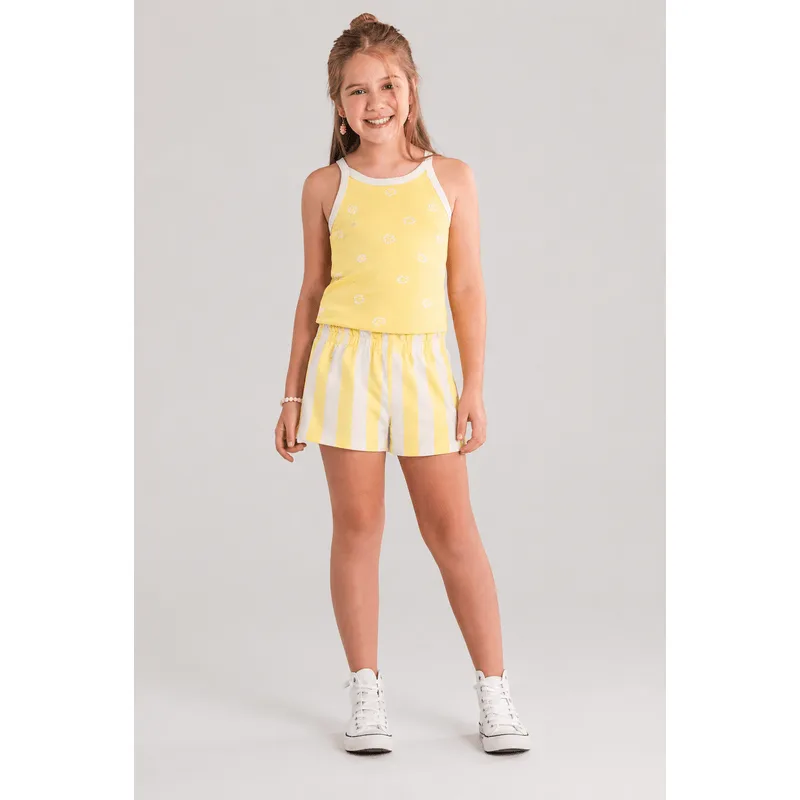 Shorts infantil menina em moletinho listrado Brandili - 14