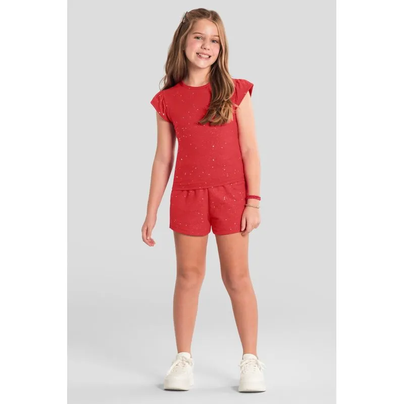 Shorts infantil menina em moletinho com brilho Brandili - 6