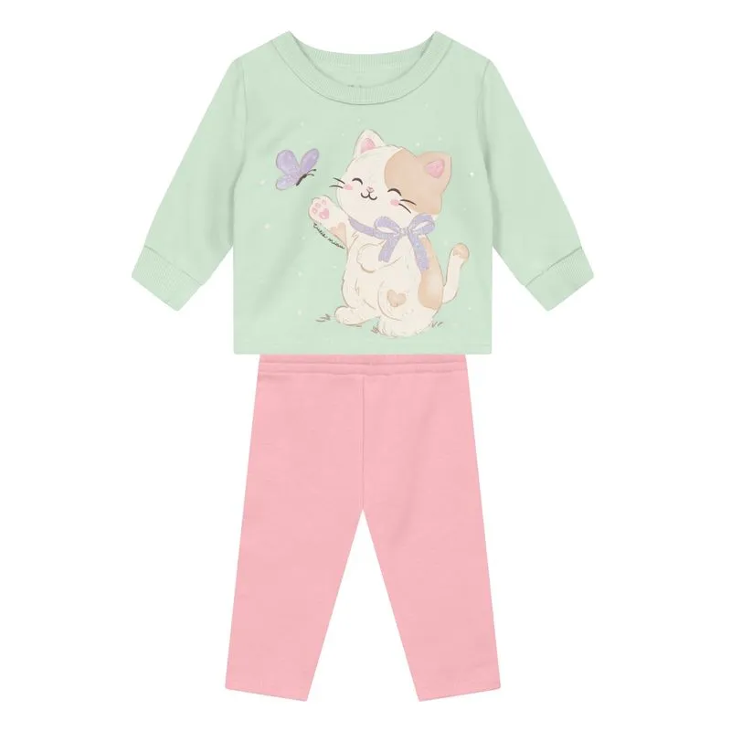 Conjunto bebê menina de gatinho Brandili Baby -G