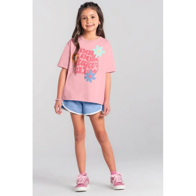 Shorts infantil menina em moletinho Brandili -4