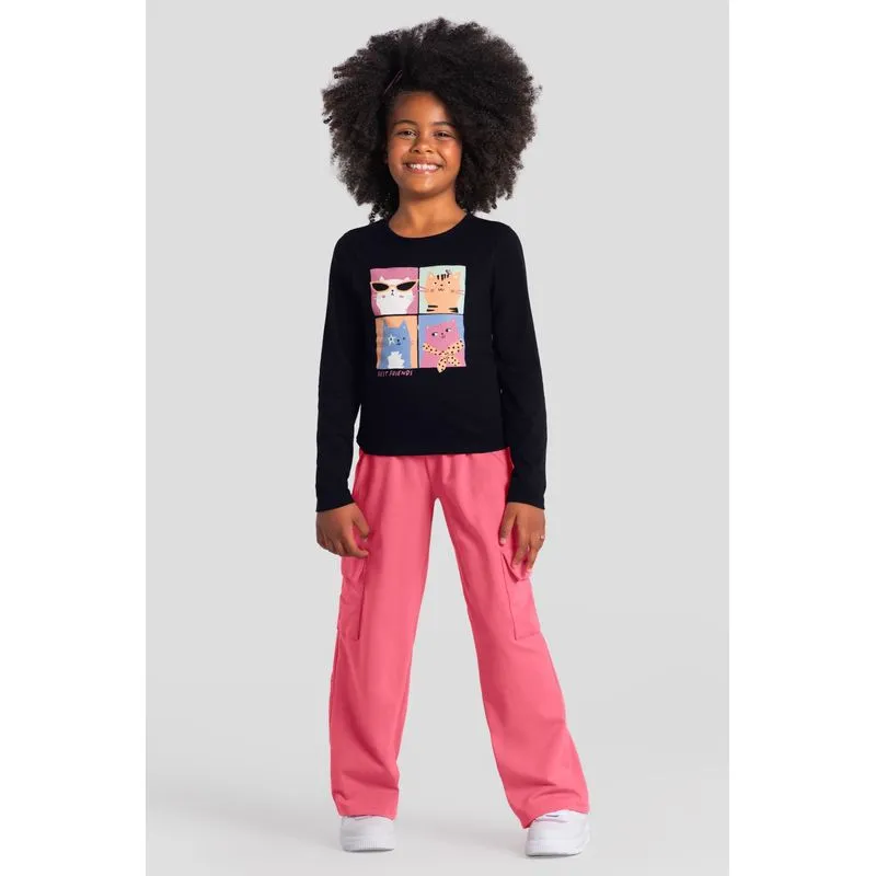 Blusa infantil menina em malha Brandili -4