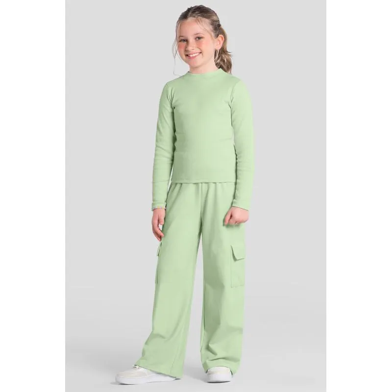 Calça wide leg infantil menina em molecotton Brandili -4
