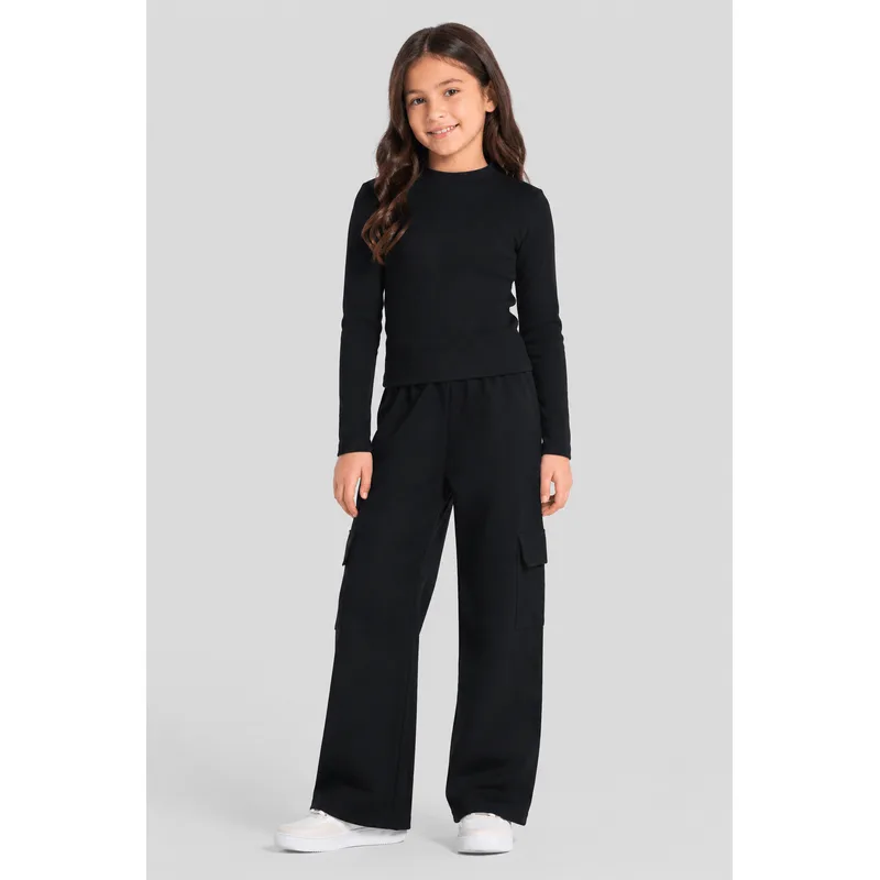Calça wide leg infantil menina em molecotton Brandili -10