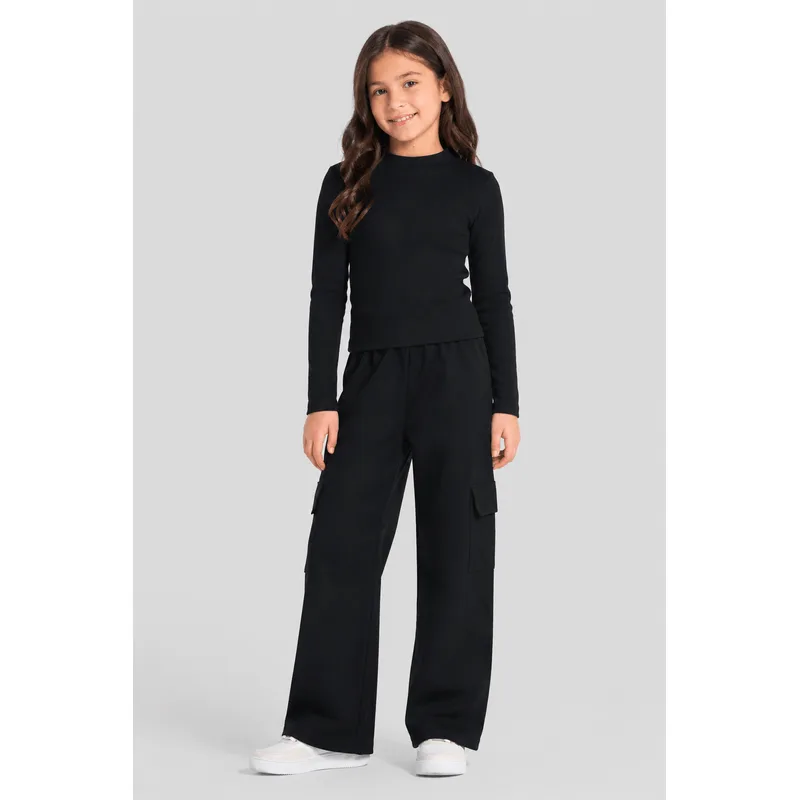 Calça wide leg infantil menina em molecotton Brandili -8