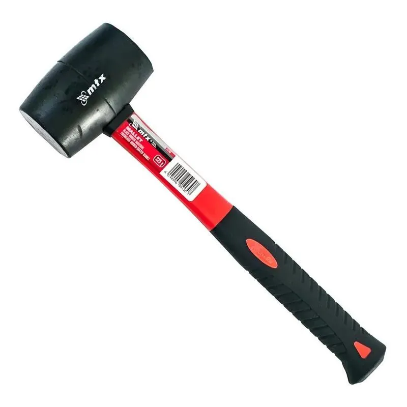 Martelo De Borracha Preta 50 Mm 225 G Cabo Fibra De Vidro