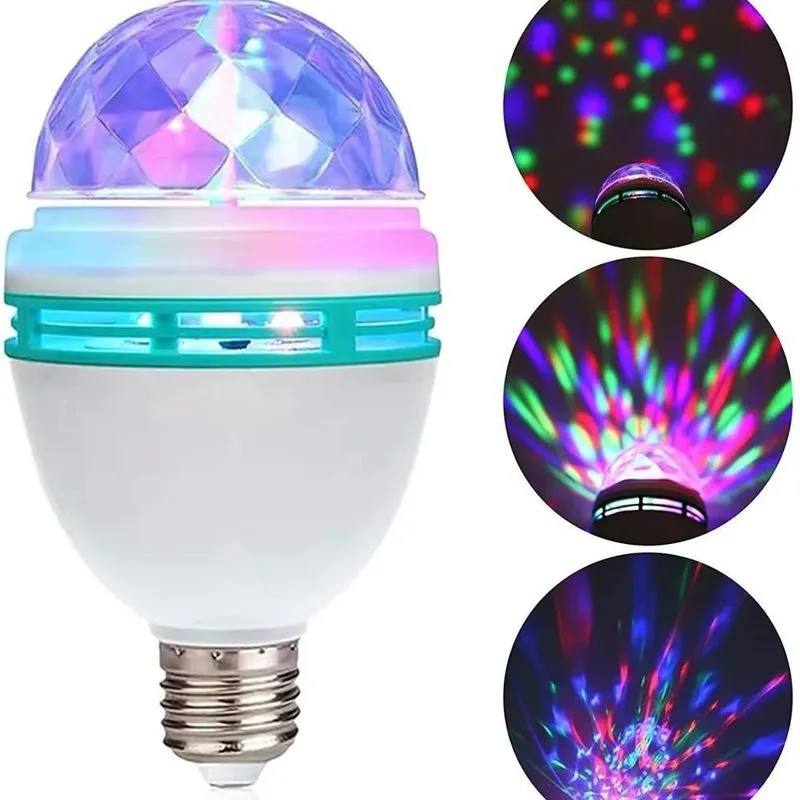5x Lâmpada Led Globo Colorido Giratório Para Festa Discoteca