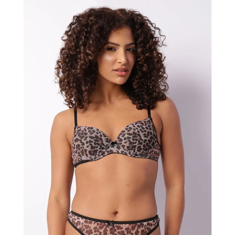 Sutiã Feminino Com Base Tule Animal Print Marrom 42