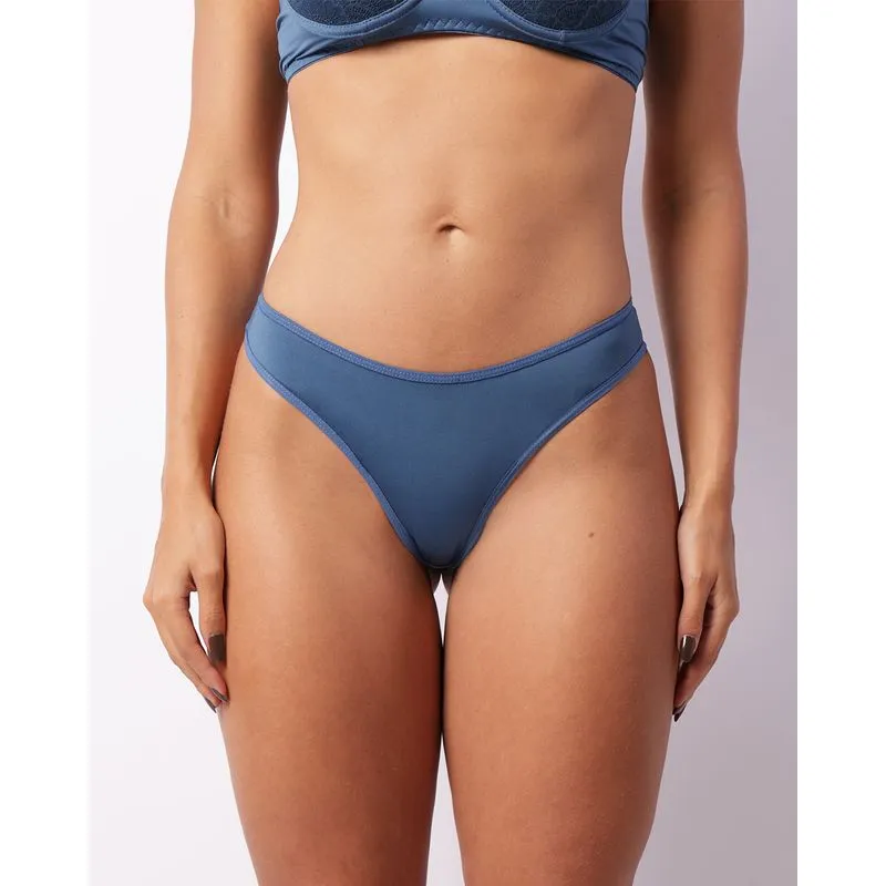 Calcinha Feminina Fio Duplo Detalhe Renda Azul M