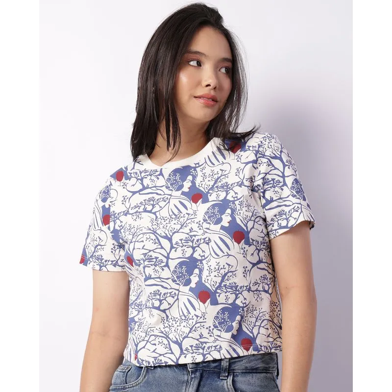 Camiseta Feminina Disney Branca de Neve Cropped Off White M