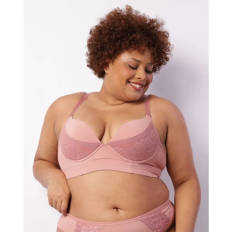 Sutiã Plus Size Feminino Com Base E Bojo Detalhe Renda Rosa 50