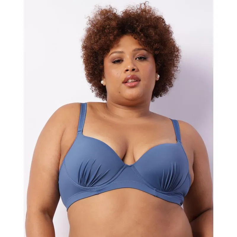 Sutiã Plus Size Feminino Com Base E Bojo Drapeado Azul 48