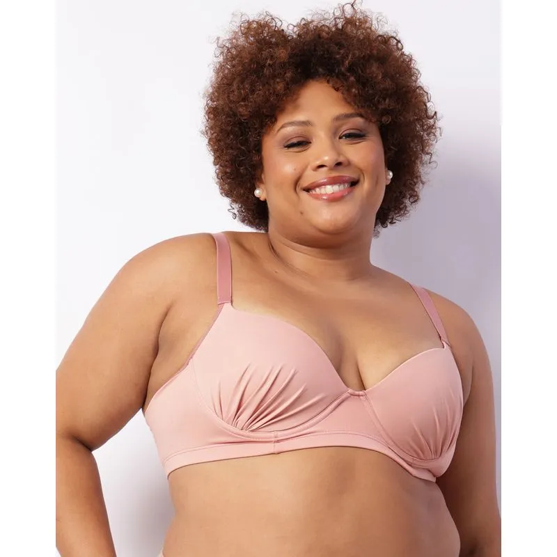 Sutiã Plus Size Feminino Com Base E Bojo Drapeado Rosa 50