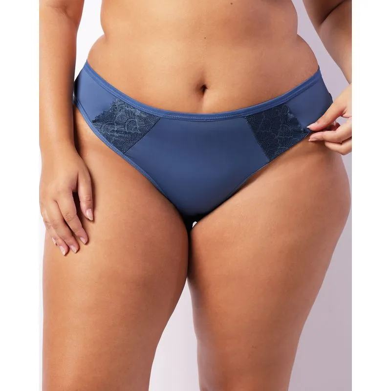 Calcinha Plus Size Feminina Biquíni Com Renda Azul 52