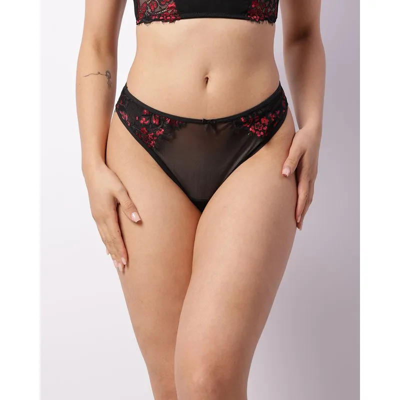 Calcinha Feminina Fio Duplo Renda Com Lacinho Preta GG