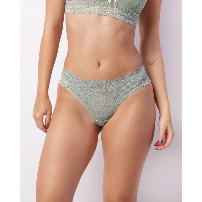 Calcinha Feminina Biquíni Renda Verde P