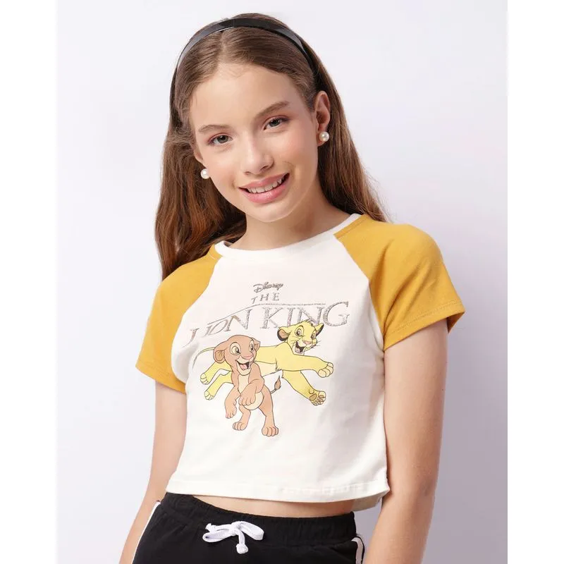 Camiseta Juvenil Disney O Rei Leão Gola Raglan Manga Curta Off White 14